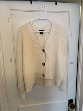 Cozy Cream V-Neck Button Cardigan